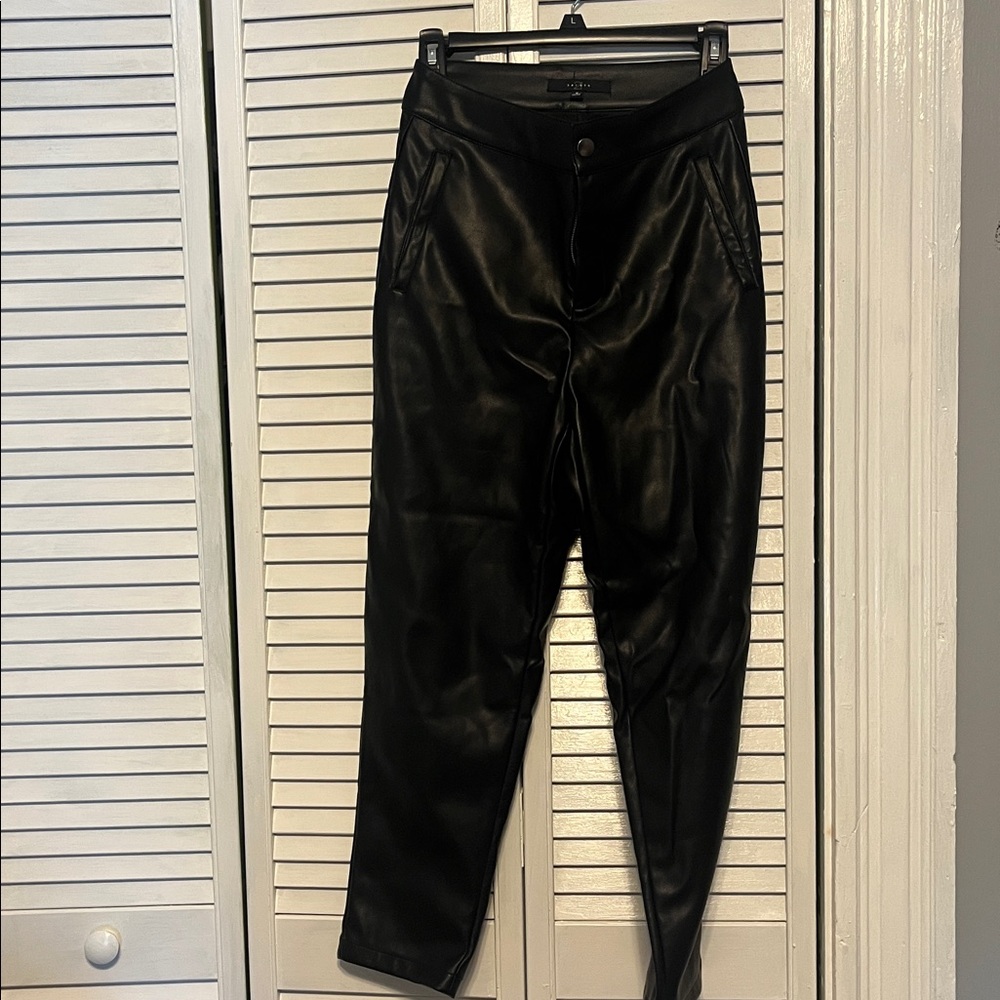 All Saints Black Leather Look Trousers